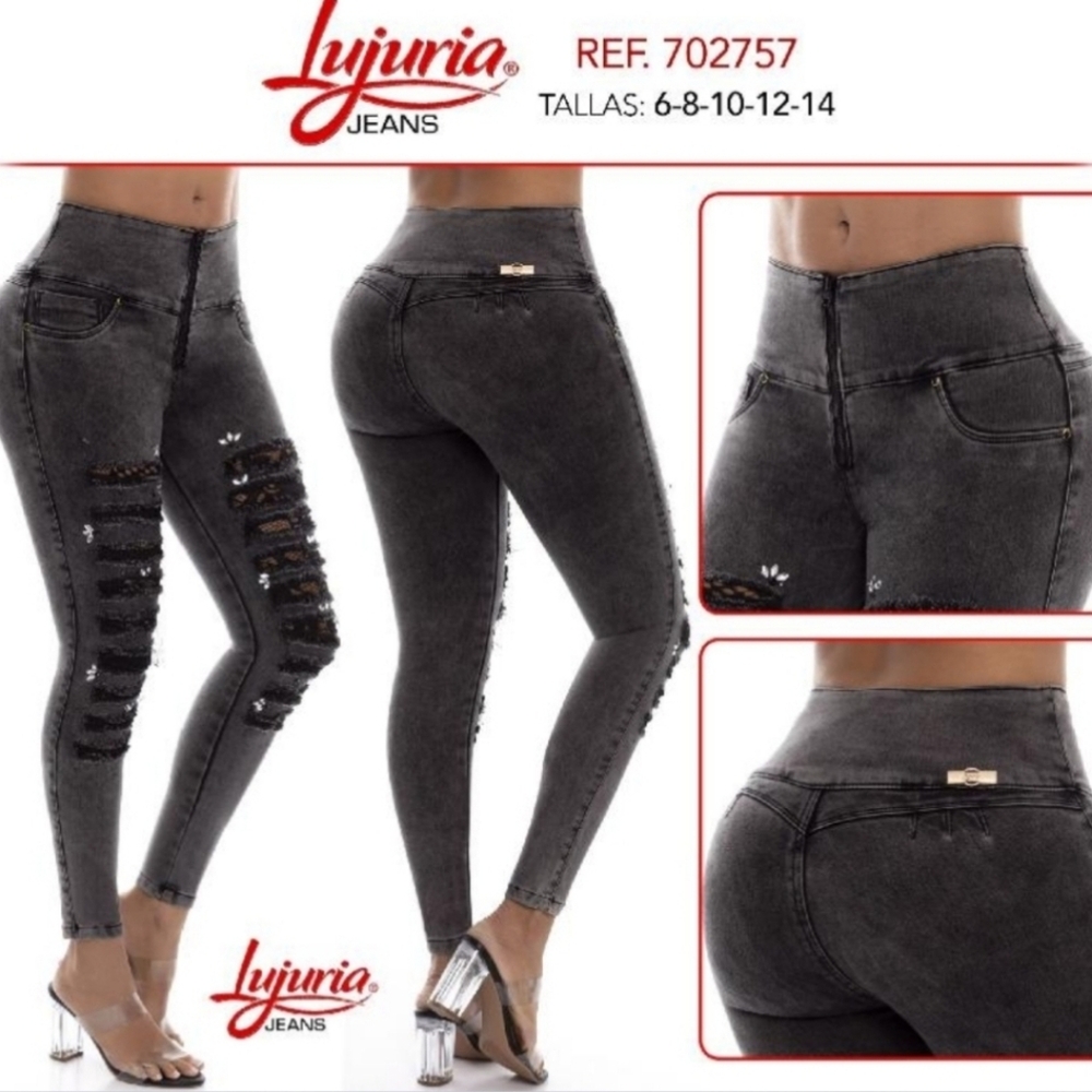 702757 grey colombian jeans for women